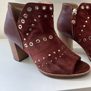 Geox Leather Chesnut Brown Open Toe Booties Italian size Size 39